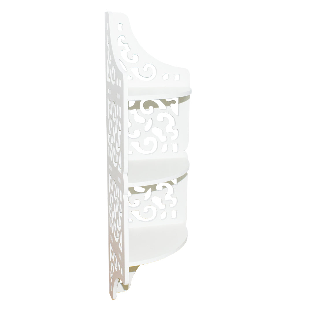 Etajera de colt cu 3 rafturi, Naimeed D127 PVC, culoare Alb, 59.5 x 17 cm