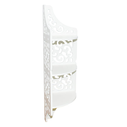 Etajera de colt cu 3 rafturi, Naimeed D127 PVC, culoare Alb, 59.5 x 17 cm