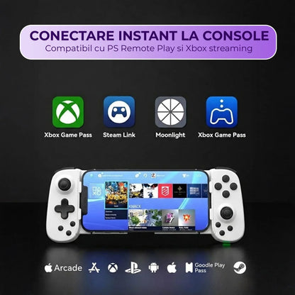 Gamepad Controller Gaming Wireless cu Joystick Hall, Bluetooth 5.0, Alb