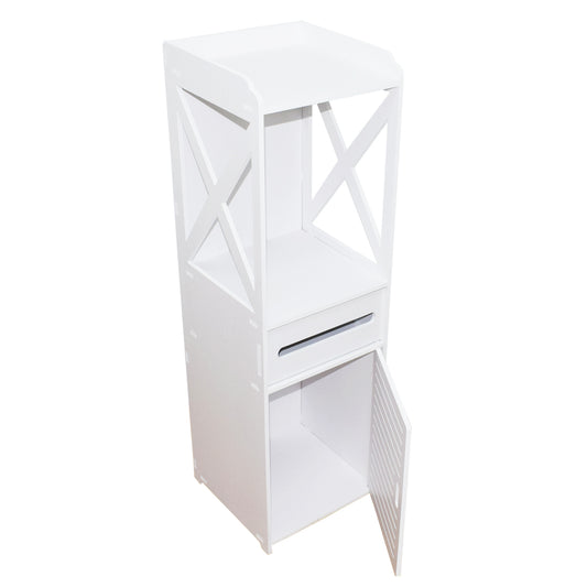 Dulapior cu 2 rafturi, compartiment pentru hartie si usa, Naimeed D139 PVC, culoare Alb, 100 x 30 x 30 cm