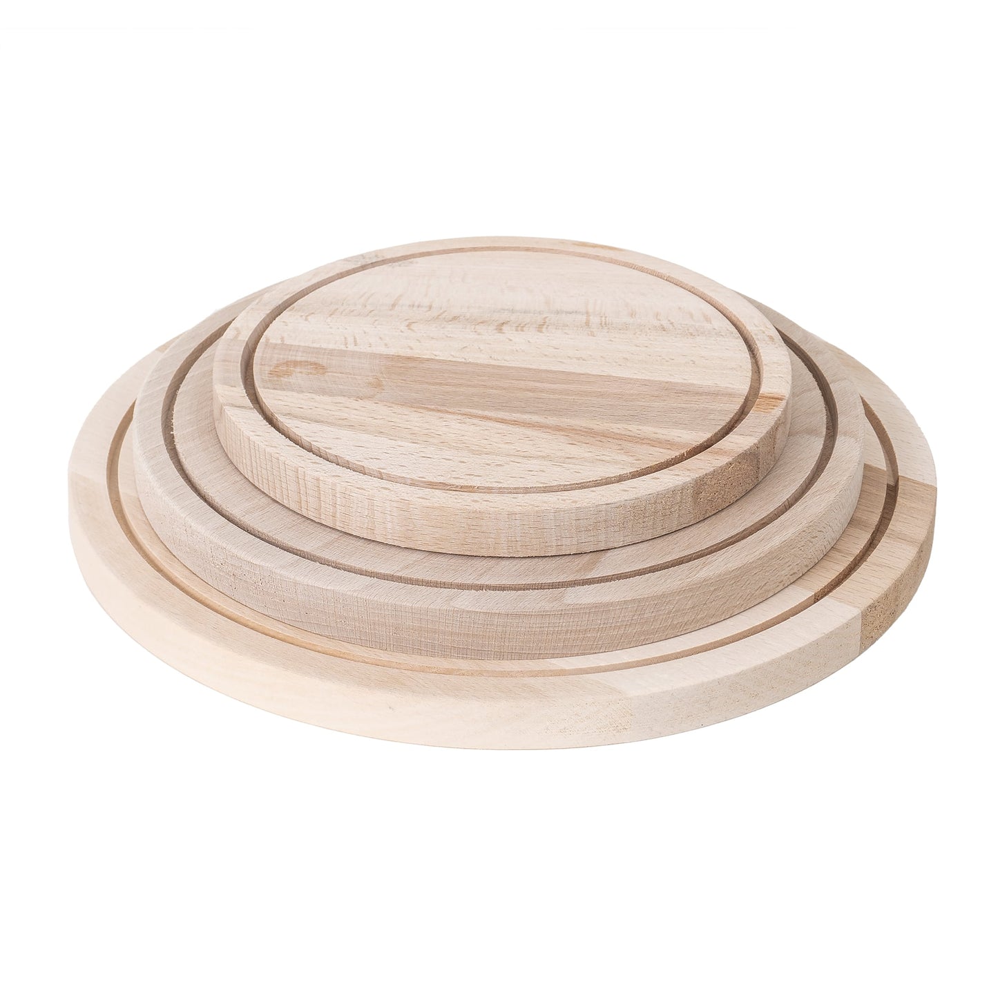 Set 3 bucati tocator rotund din lemn de fag / 1414