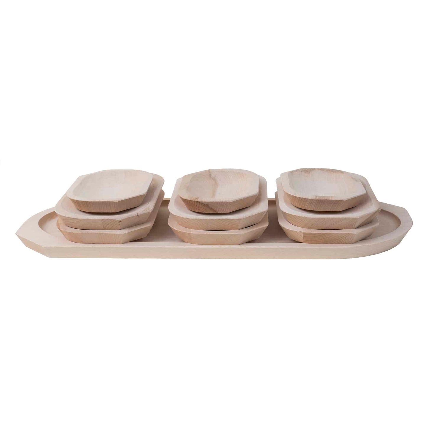 Set 10 platouri din lemn pentru servire, 60x26x2.5cm / 1450