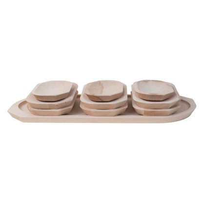 Set 10 platouri din lemn pentru servire, 60x26x2.5cm / 1450