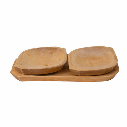 Set 3 platouri din lemn pentru servire, 38x22x2.5cm / 1451
