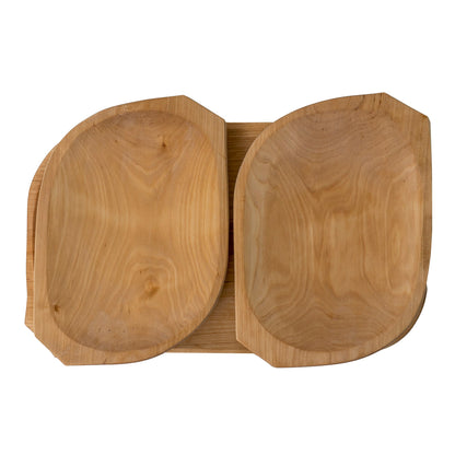 Set 3 platouri din lemn pentru servire, 38x22x2.5cm / 1451