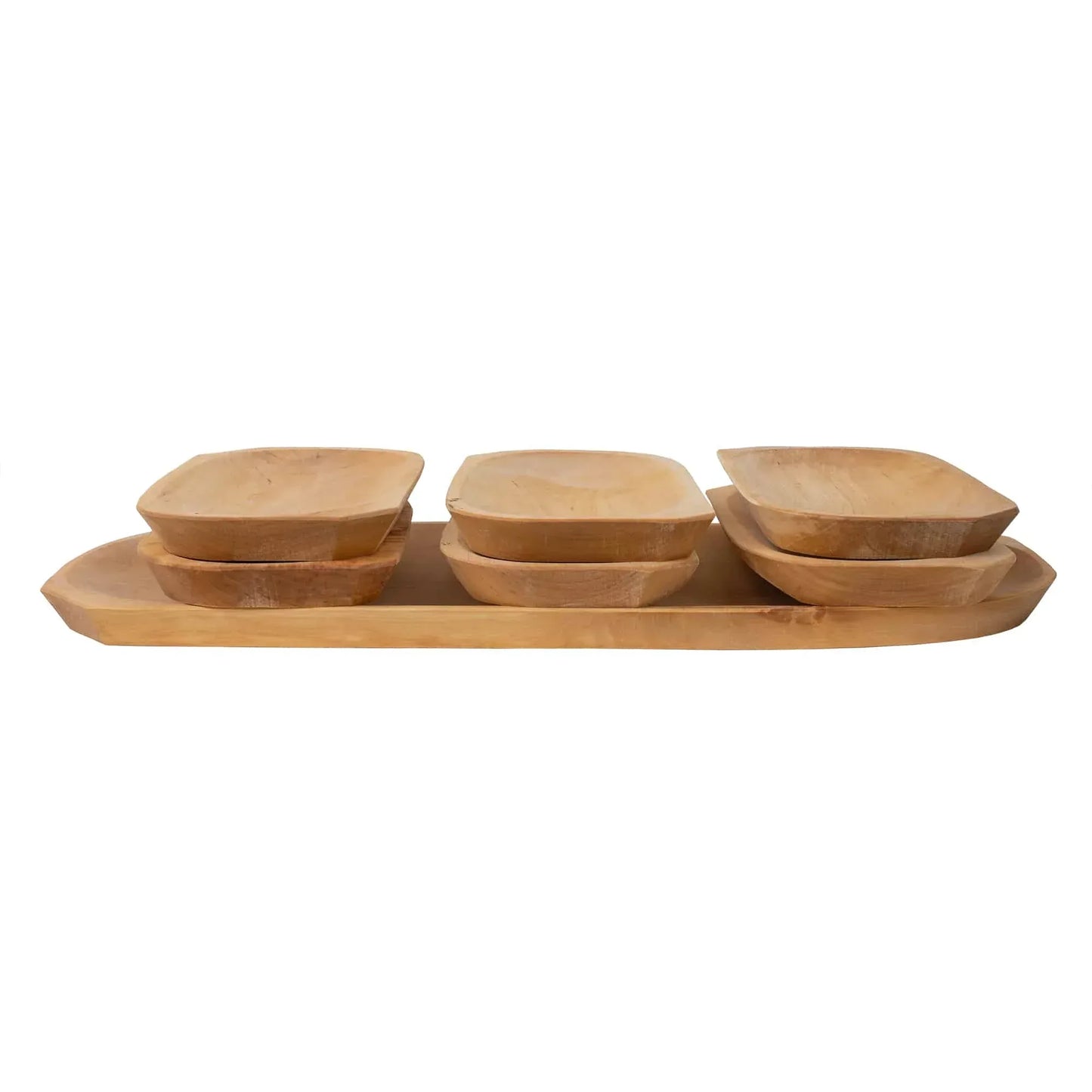 Set 7 platouri din lemn pentru servire, 60x23.5x2.5cm / 1462 - 221.ro