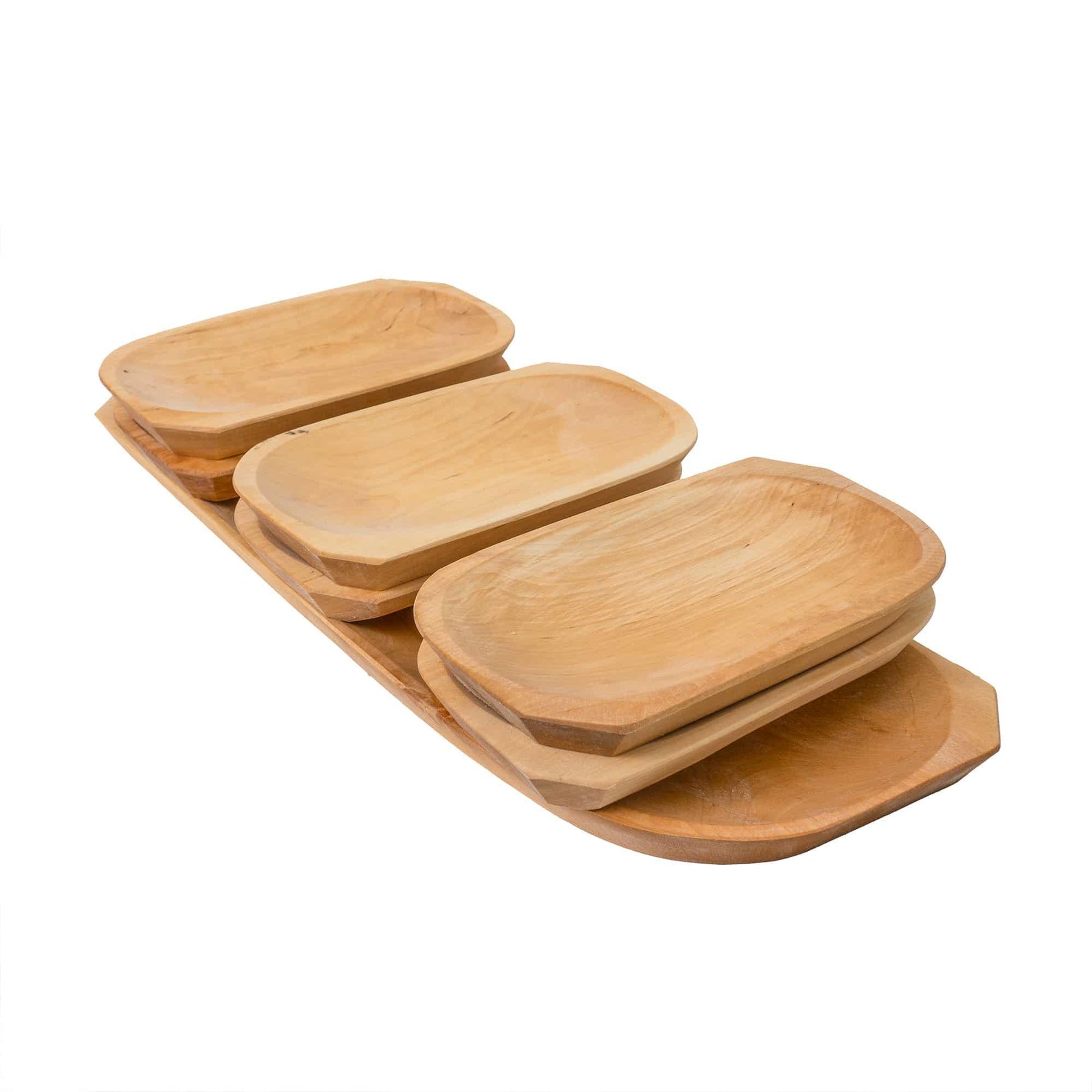 Set 7 platouri din lemn pentru servire, 60x23.5x2.5cm / 1462 - 221.ro
