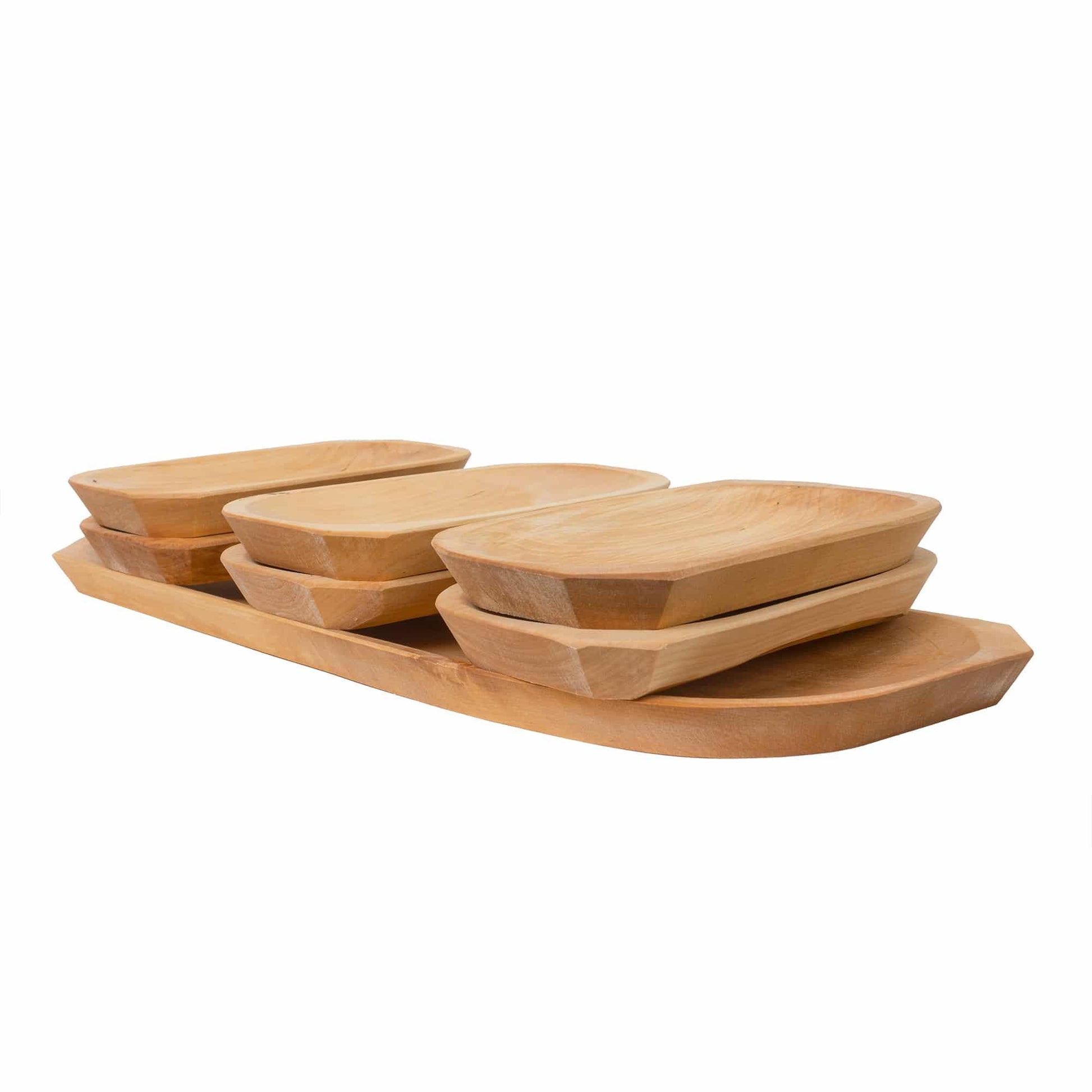Set 7 platouri din lemn pentru servire, 60x23.5x2.5cm / 1462 - 221.ro