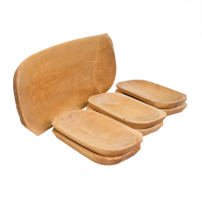 Set 7 platouri din lemn pentru servire, 60x23.5x2.5cm / 1462 - 221.ro