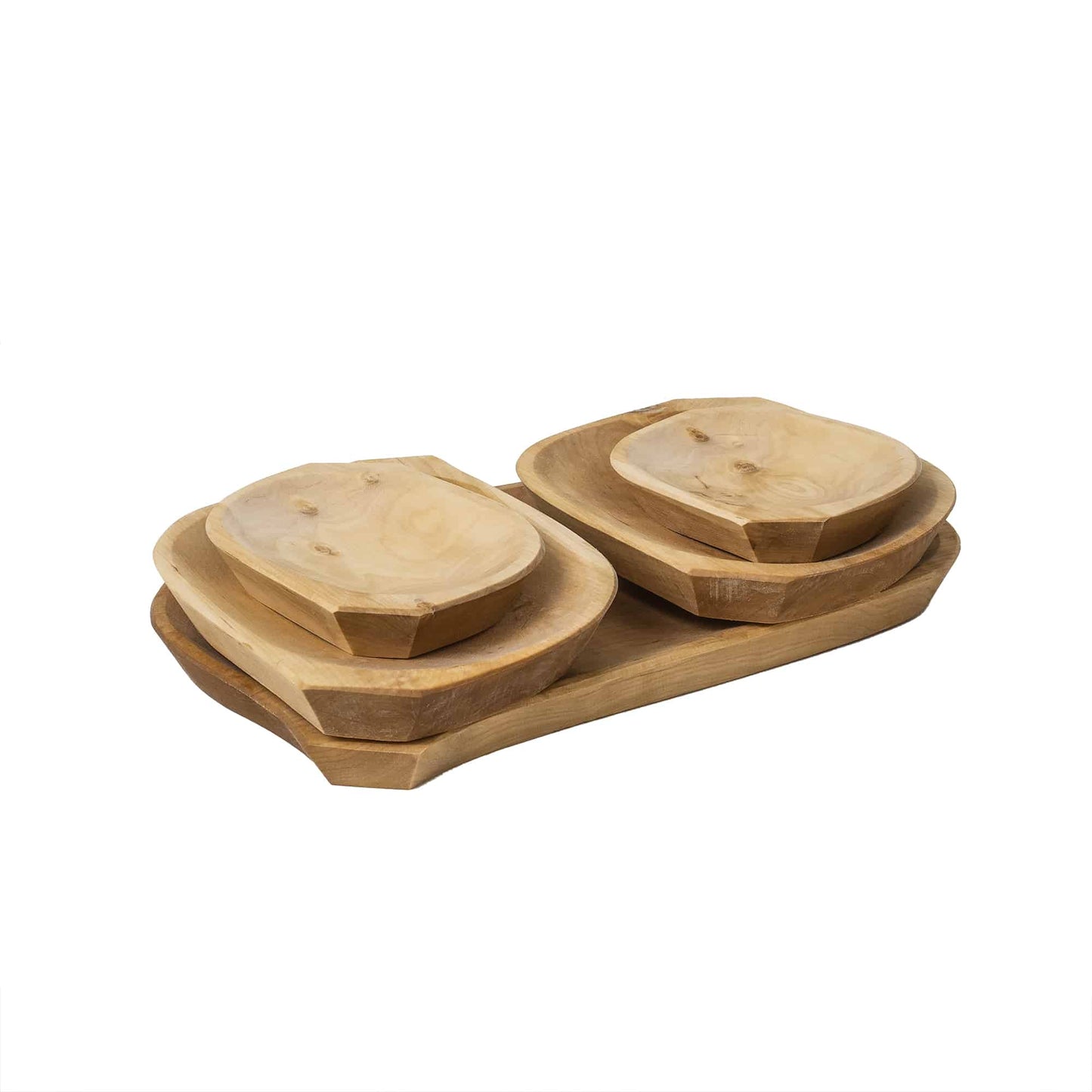 Set 5 platouri din lemn pentru servire, 37x23x2.5cm / 1464