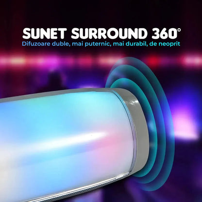Boxa portabila cu lumini RGB, Bluetooth, Sunet surround 360, 1200mah, Waterproof