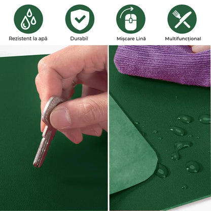 Mousepad office XXL Timebox cu doua fete din piele pu si piele intorasa, margini cusute impermeabil, pentru protectie birou, Verde inchis/Verde menta - 30 x 24 cm - 221.ro