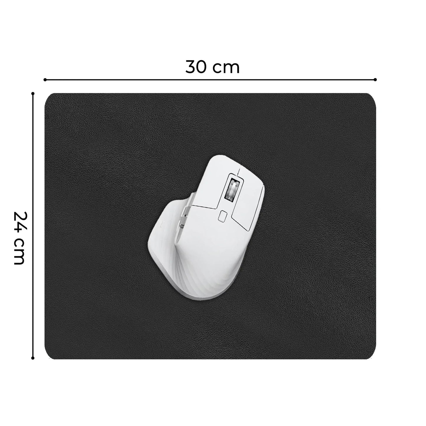Mousepad office XXL Timebox cu doua fete din piele pu si piele intorasa, margini cusute impermeabil, pentru protectie birou, Negru/Gri antracit - 30 x 24 cm - 221.ro