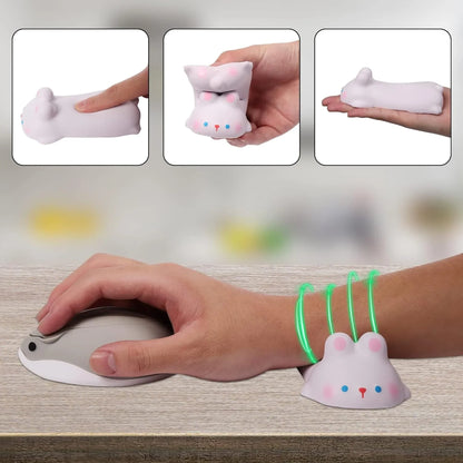 Mousepad tip suport de incheietura, moale, rezistent, comfortabil pentru tastatura, mouse, birou, 13x6 cm, Iepuras - 221.ro