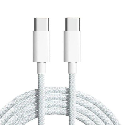 Cablu Date si Incarcare Rapida Timebox, Type-C la USB-C, 66W, 1m, QC 3, Alb