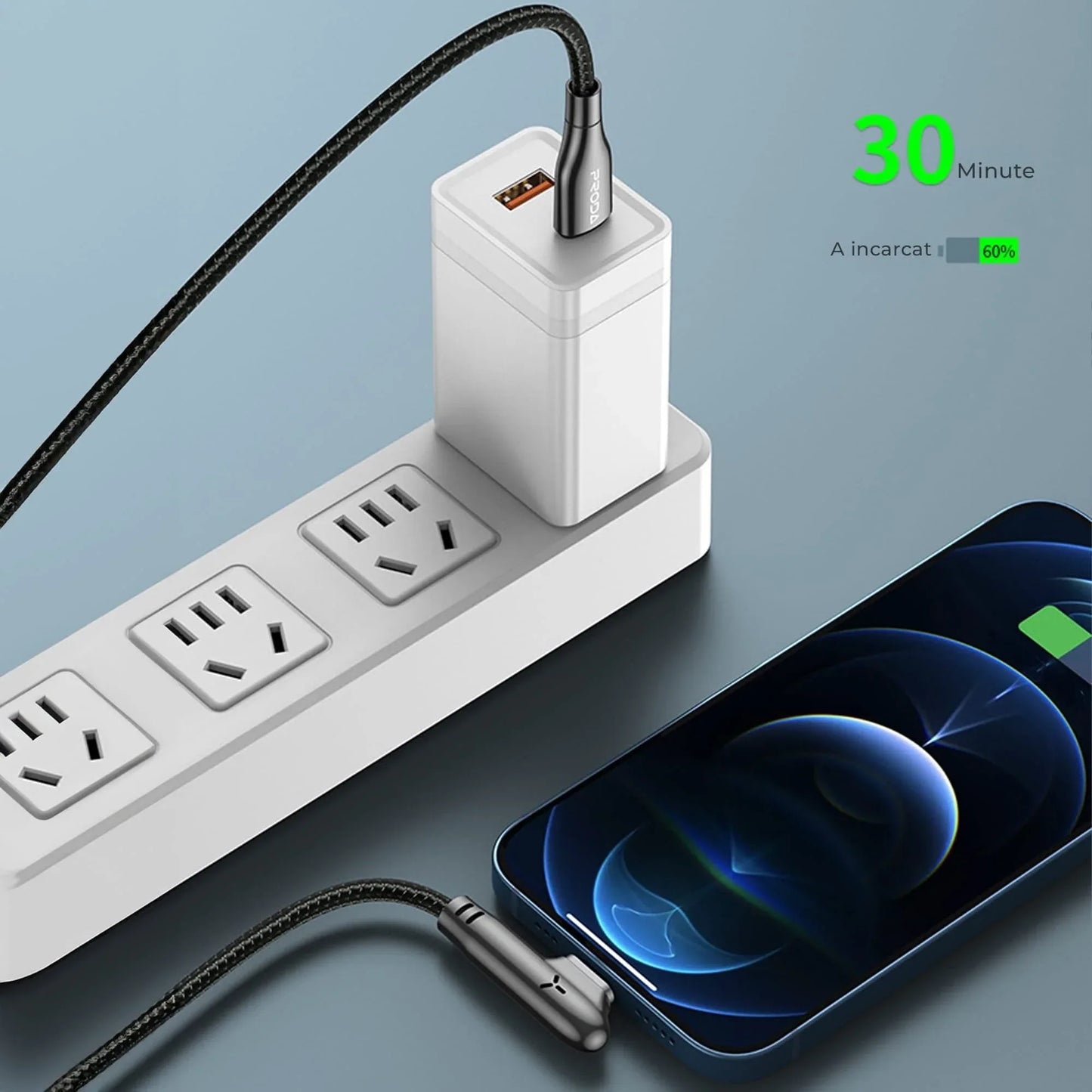 Cablu de Incarcare si Transfer de Date, Fast Charge 60W, USB-C la Type-C, Negru - 221.ro