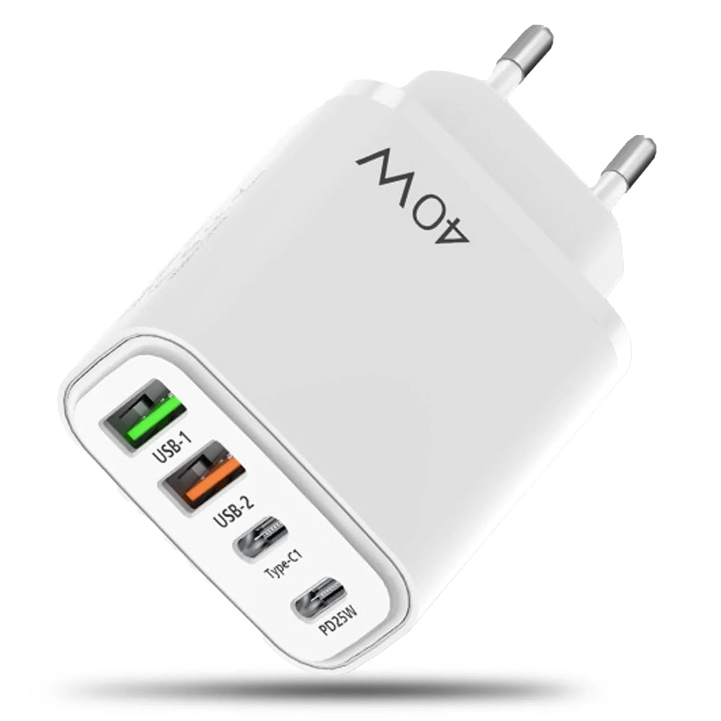 Incarcator Retea Timebox, 4 Porturi, 40W, 2 x Type-C, 2 x USB, Alb