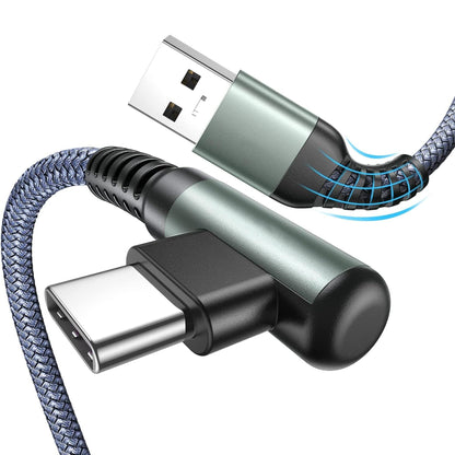 Cablu Date si Incarcare Rapida Timebox, USB la Type-C, 1m, QC 3, Unghi 90°