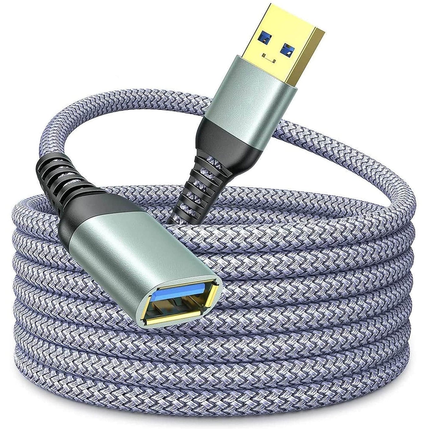 Cablu Extender Timebox, USB-mama la USB-tata 3, Placat cu aur, Gri