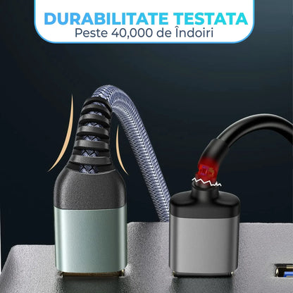 Cablu Extender Timebox, USB-mama la USB-tata 3, Placat cu aur, Gri