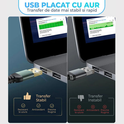 Cablu Extender Timebox, USB-mama la USB-tata 3, Placat cu aur, Gri