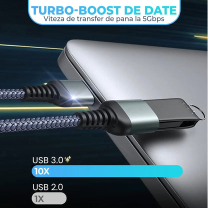 Cablu Extender Timebox, USB-mama la USB-tata 3, Placat cu aur, Gri