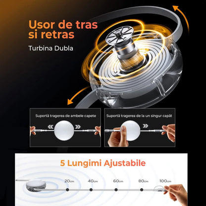 Cablu Retractabil de Date si Incarcare Rapida 5 Timebox, USB-C la Type-C, 60W, Alb