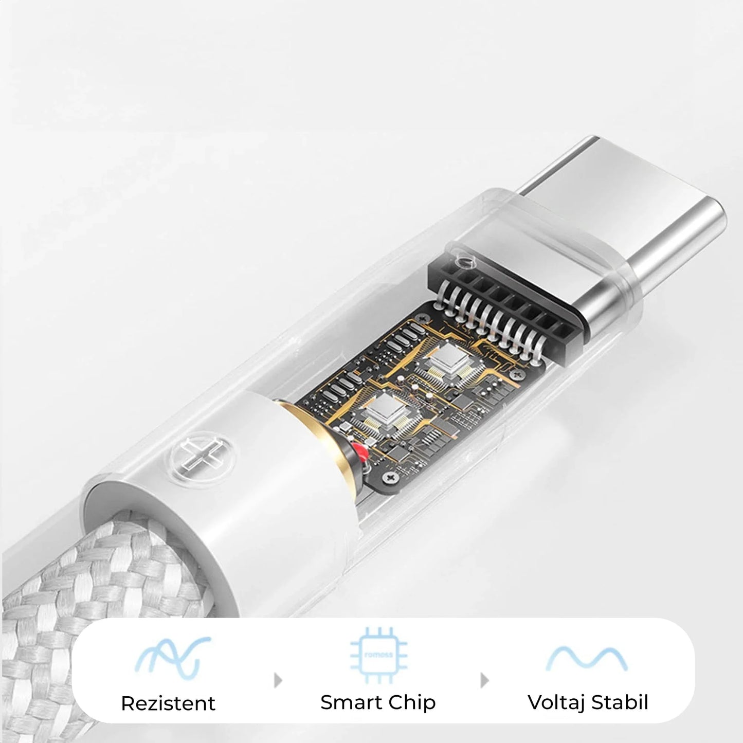 Cablu Date si Incarcare Rapida 120W Timebox, USB la Type-C, 2 m, LED, Alb