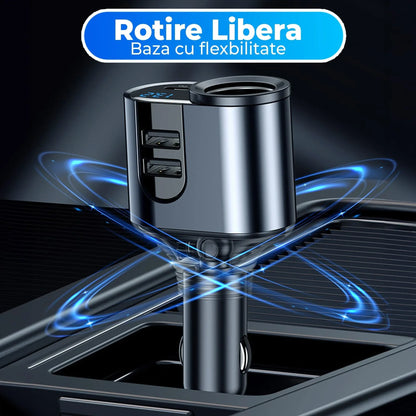 Adaptor priza Timebox, incarcator auto 4 in 1 multiplicator, 166W, 1 x soclu auto, 2 x USB, 1 x USB-C, afisaj display, Negru - 221.ro