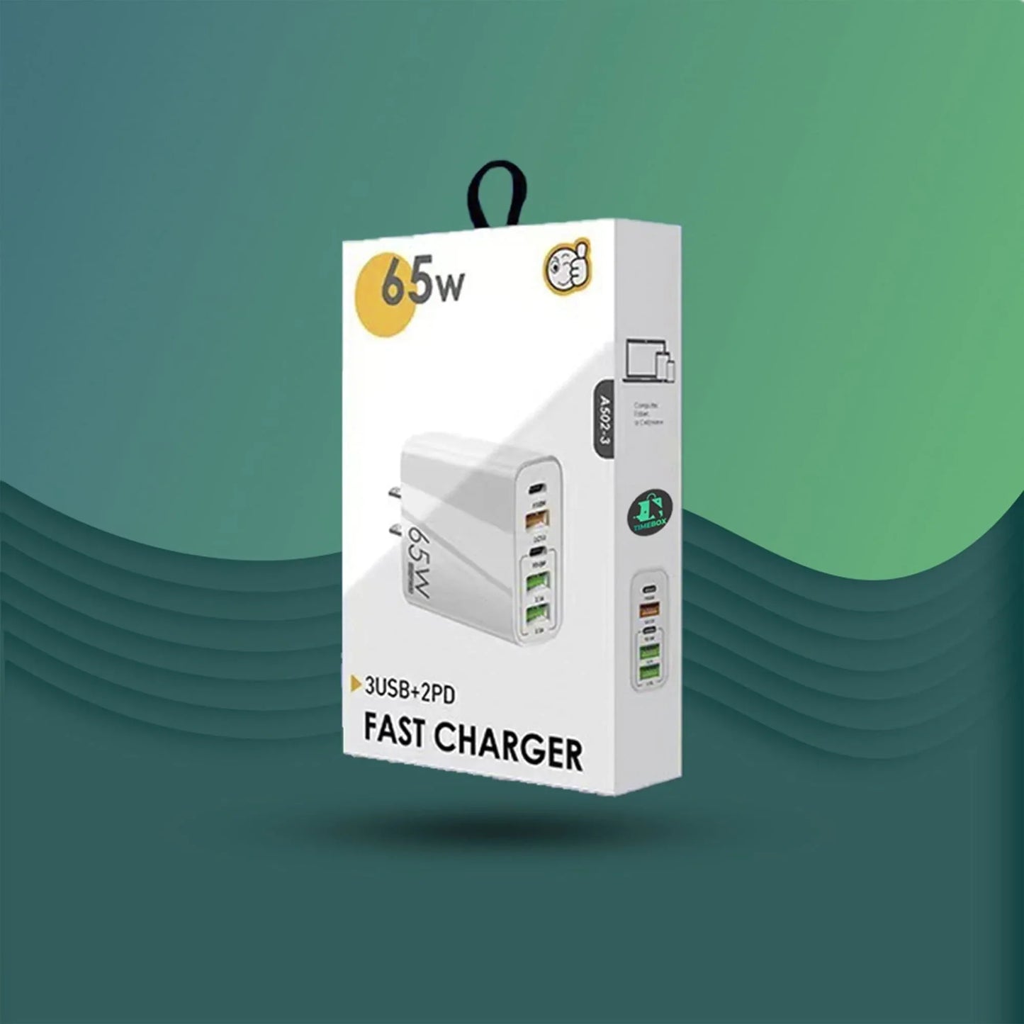 Incarcator Retea, 65W, 5 Porturi, 3 x USB, 2 x Type-C, Alb