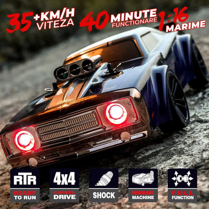 Masina cu telecomanda RC Timebox, 38km/h, 1:16, 4WD, Drift car, Albastru