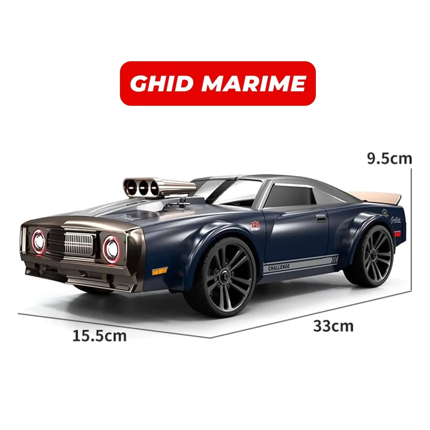 Masina cu telecomanda RC Timebox, 38km/h, 1:16, 4WD, Drift car, Albastru