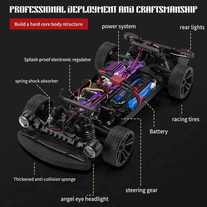 Masina cu telecomanda RC Timebox, 38km/h, 1:16, 4WD, Drift car, Albastru