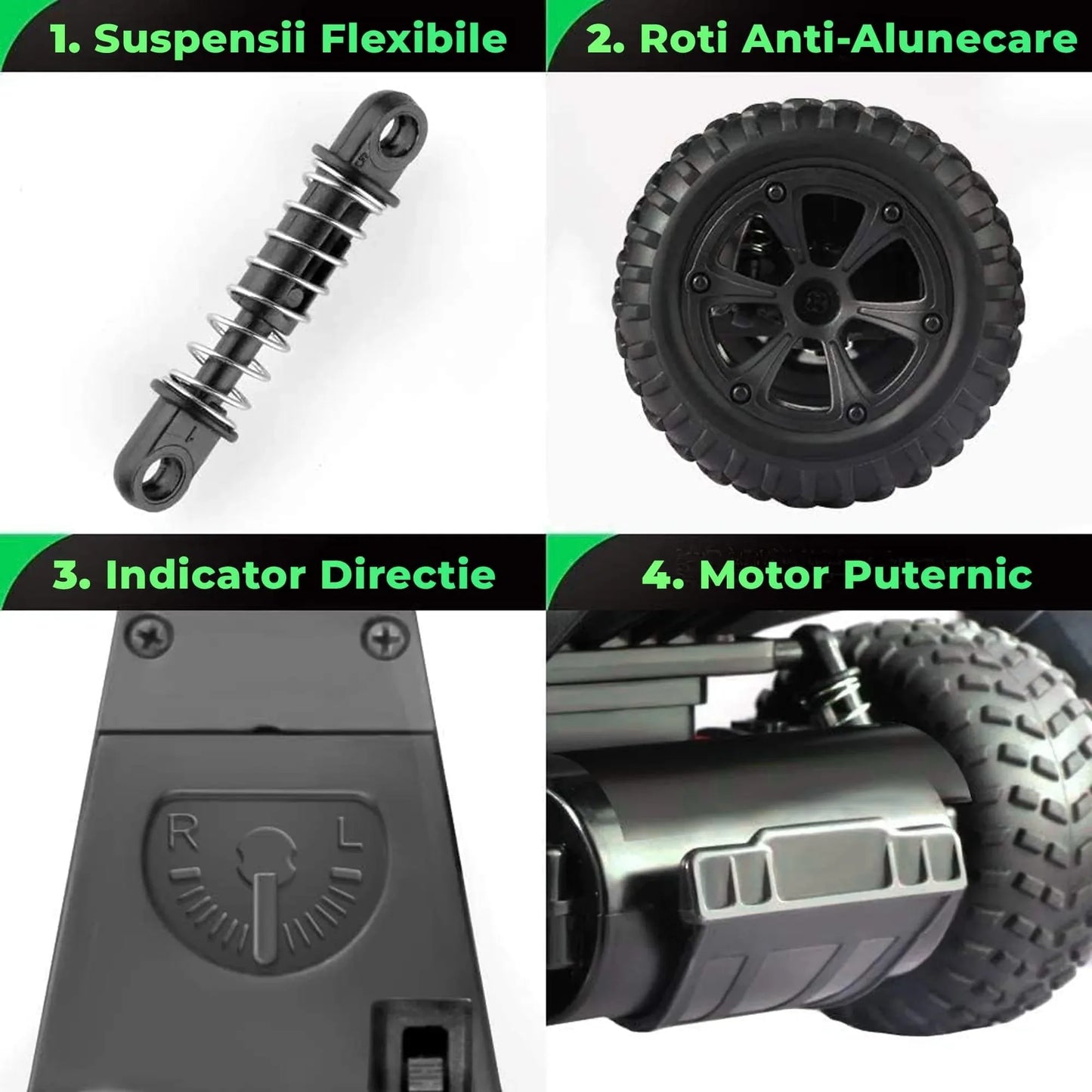 Masina cu telecomanda RC, Timebox, 15 km/h, 4WD, Off-road, lumini LED, Gri - 221.ro