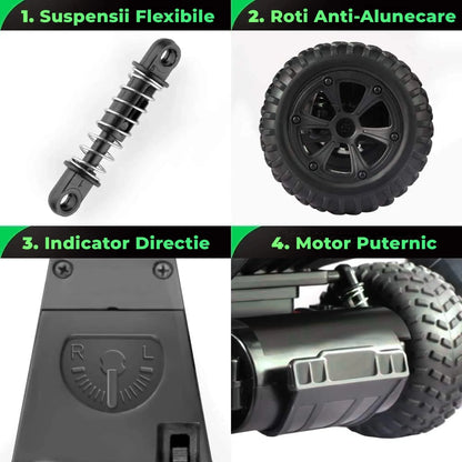 Masina cu telecomanda RC, Timebox, 15 km/h, 4WD, Off-road, lumini LED, Gri - 221.ro