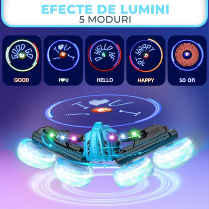 Masina cu telecomanda cu Rotire 360°, Timebox, 4WD, Off-road, lumini LED, Albastru