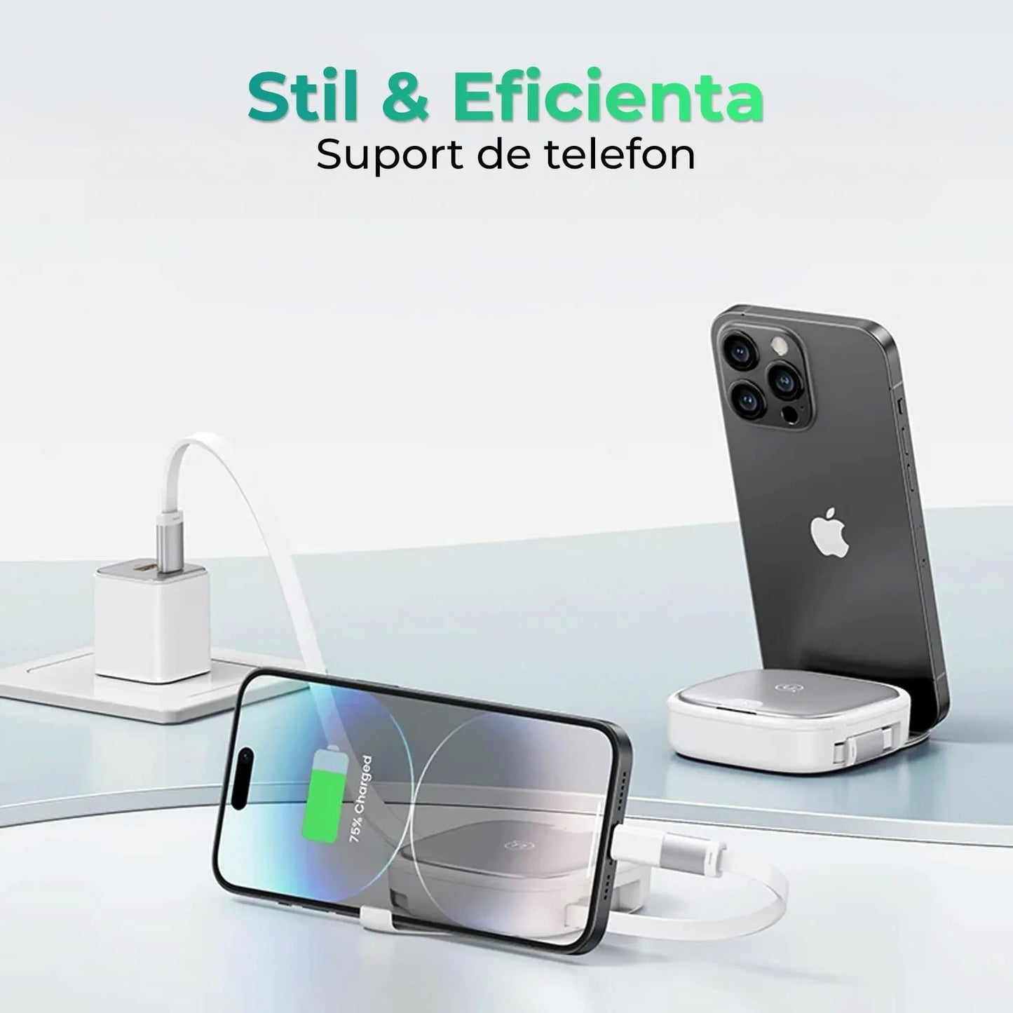 Cablu de date 6 in 1, Retractabil, Fast Charge, USB, Type-C, Lightning, Alb