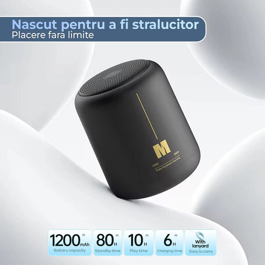 Boxa portabila cu lumini RGB, Bluetooth, Sunet surround 360, 1200mah, Negru