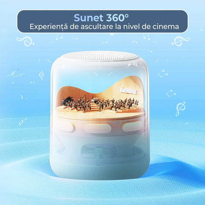 Boxa portabila cu lumini RGB, Bluetooth, Sunet surround 360, 1200mah, Negru