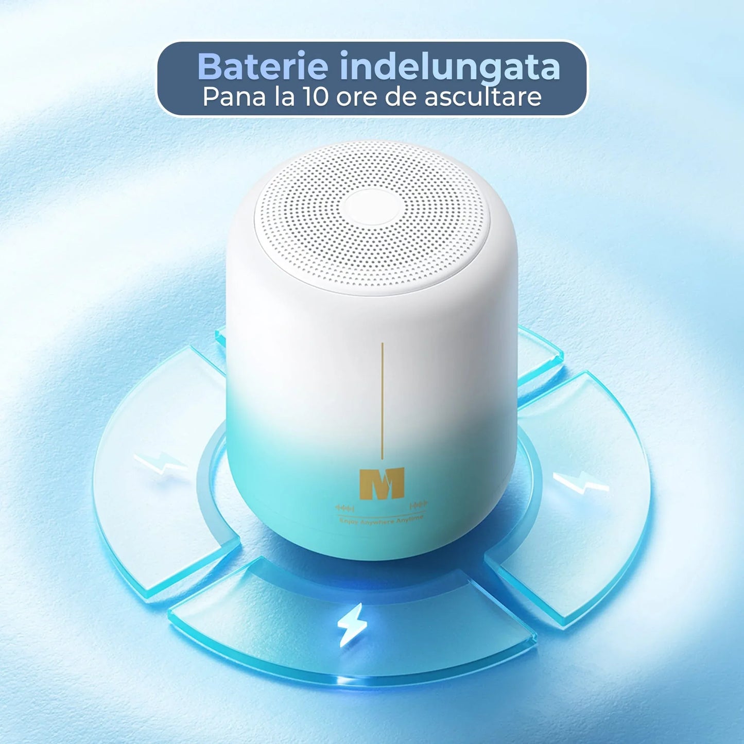 Boxa portabila cu lumini RGB, Bluetooth, Sunet surround 360, 1200mah, Negru