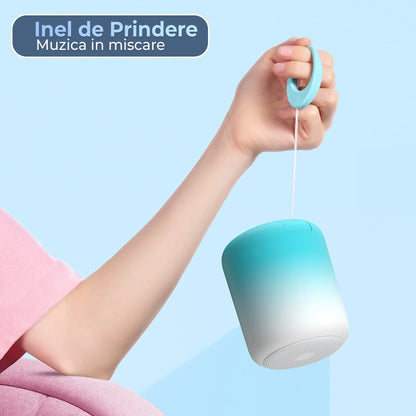 Boxa portabila cu lumini RGB, Bluetooth, Sunet surround 360, 1200mah, Negru