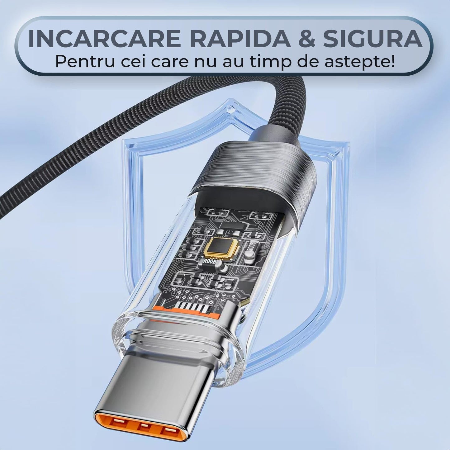 Cablu de Incarcare si Transfer de Date, Timebox, Fast Charge 100W, Display Digital, 2m, Nylon, USB-C la Type-C, Compatibil iPhone 15, Macbook, Android, Samsung, Huawei, Macbook, Xiaomi, Gri - 221.ro