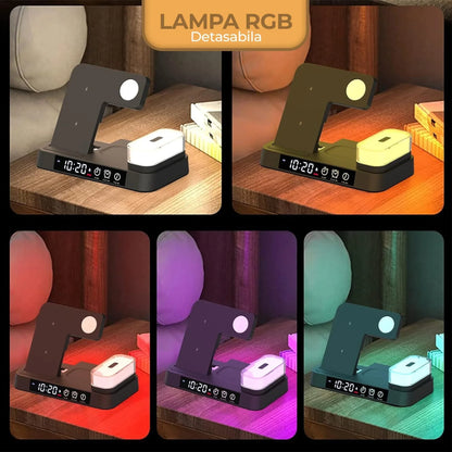 Incarcator Wireless 5 in 1, 20W, multifunctional, lampa de noapte detasabila