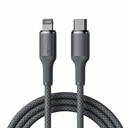 Cablu de Incarcare si Transfer de Date, Timebox, Fast Charge 27W, 480Mbps, 1,8m, USB-C la Lightning, Negru - 221.ro