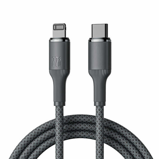 Cablu de Incarcare si Transfer de Date, Timebox, Fast Charge 27W, 480Mbps, 1,8m, USB-C la Lightning, Negru - 221.ro