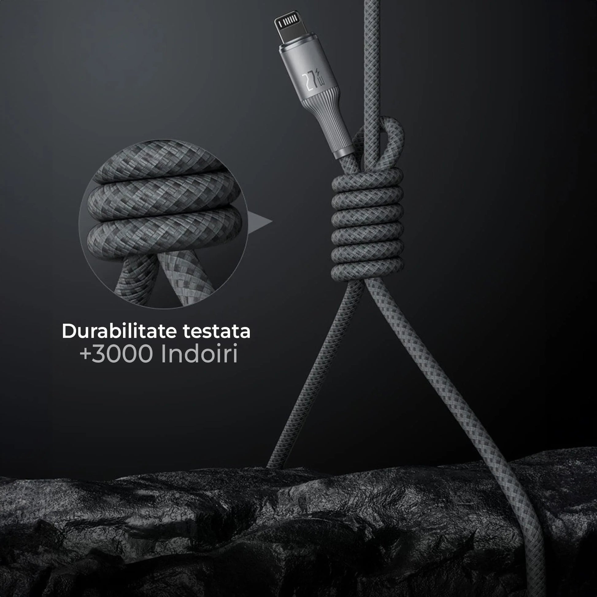 Cablu de Incarcare si Transfer de Date, Timebox, Fast Charge 27W, 480Mbps, 1,8m, USB-C la Lightning, Negru - 221.ro