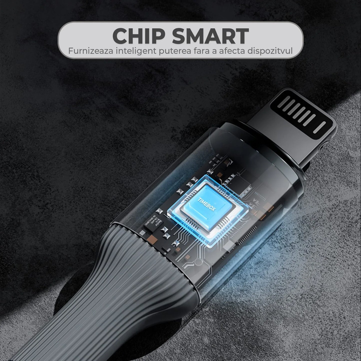 Cablu de Incarcare si Transfer de Date, Timebox, Fast Charge 27W, 480Mbps, 1,8m, USB-C la Lightning, Negru - 221.ro