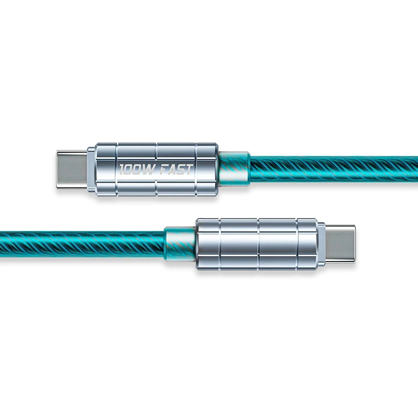 Cablu de Incarcare si Transfer de Date 100W, Timebox, Fast Charge, 480Mbps, 1m, USB-C la Type-C, Turcoaz - 221.ro