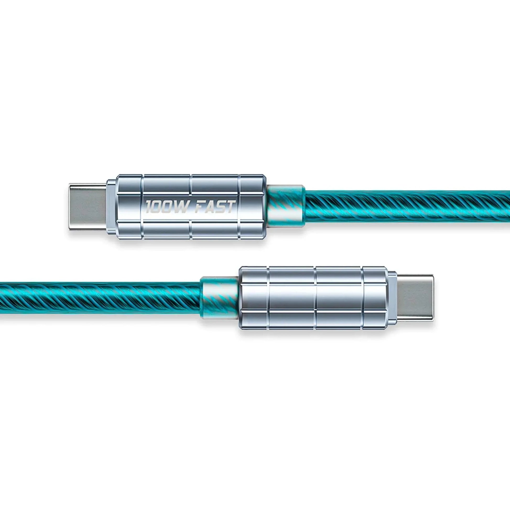 Cablu de Incarcare si Transfer de Date 100W, Timebox, Fast Charge, 480Mbps, 1m, USB-C la Type-C, Turcoaz - 221.ro