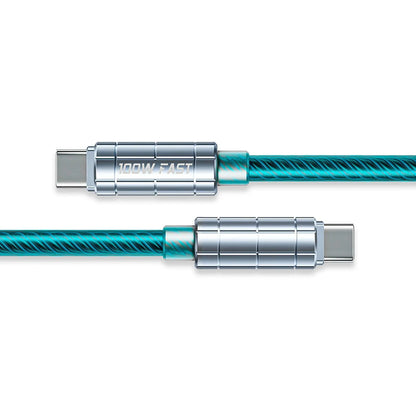 Cablu de Incarcare si Transfer de Date 100W, Timebox, Fast Charge, 480Mbps, 1m, USB-C la Type-C, Turcoaz - 221.ro